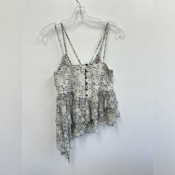 Cinq a Sept 5 a 7 100% Silk Yelena Floral Tiered Asymmetric Boho Cami Top Size S - Picture 12 of 13
